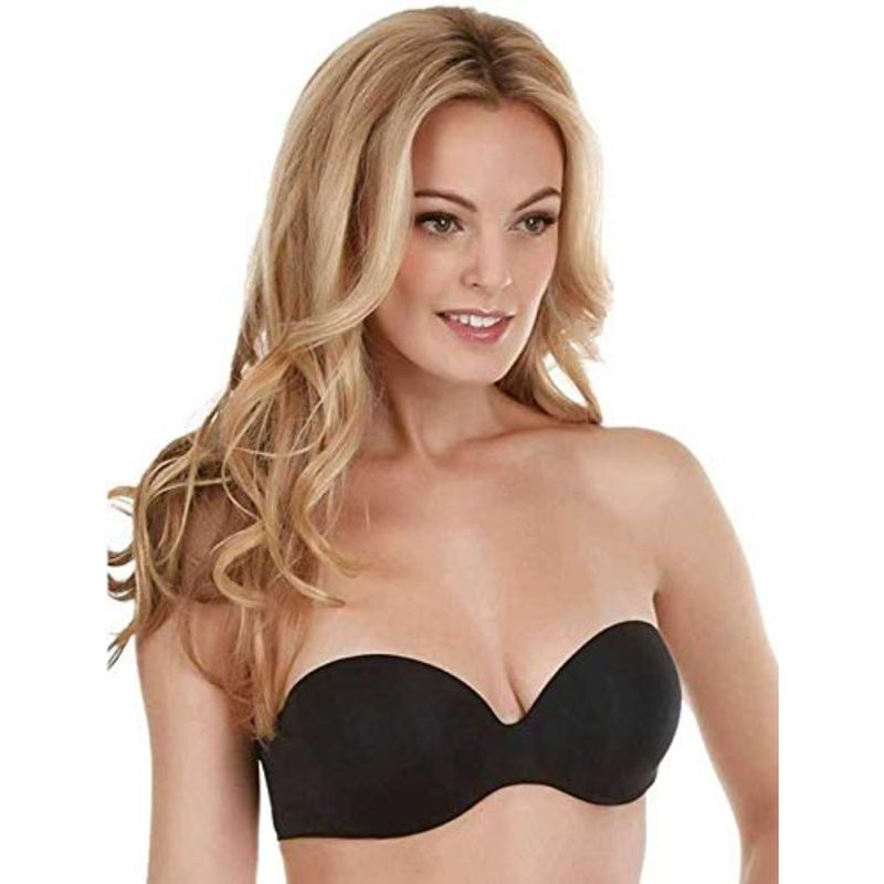 BRACHY Black Women Underwired Heavily Padded Bandeau Strapless Backless Bra (32)