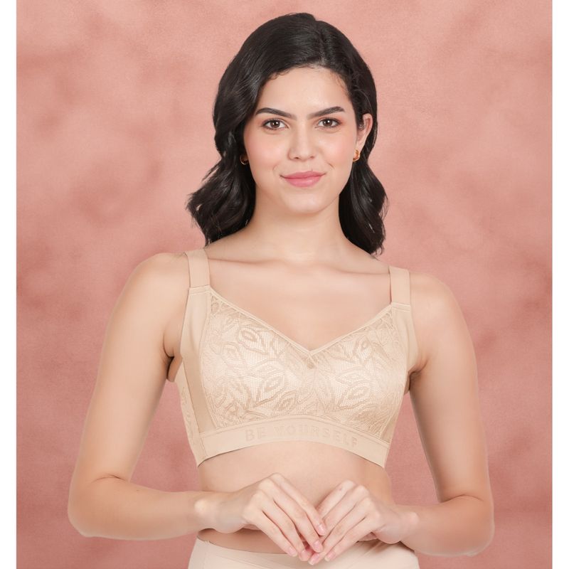 Shyaway Shyle By Pearled Beyourself Lace Cutwork Lightly Padded Bra (32B)