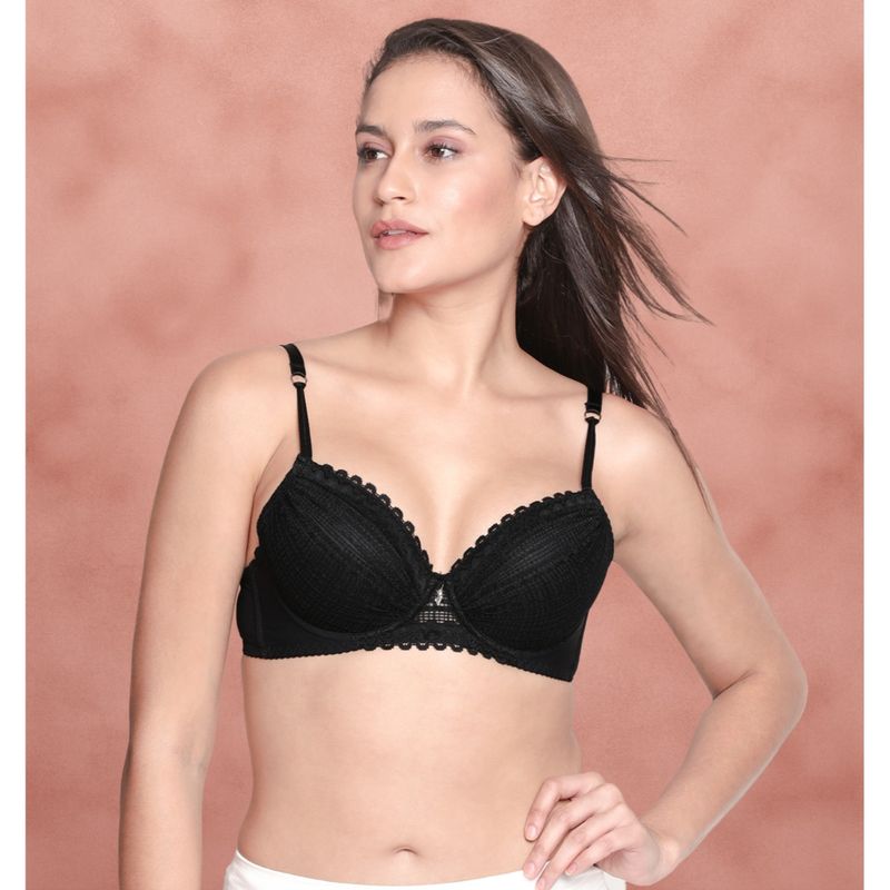Shyaway Black Beauty Padded Wired Full Lace Designer Bra (32C)