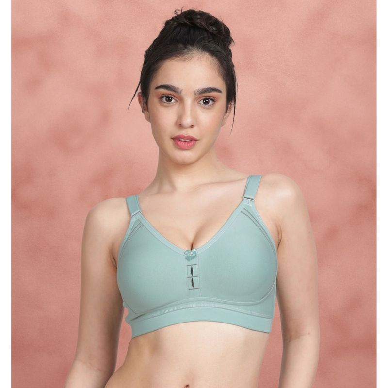 Shyaway Bay Green Side Encircled Contrast Cutwork Everyday Bra (36D)
