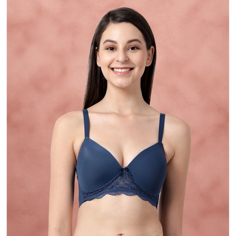 Shyaway Taabu By Dipper Blue Lace Everyday Padded Wirefree T-Shirt Bra (32C)