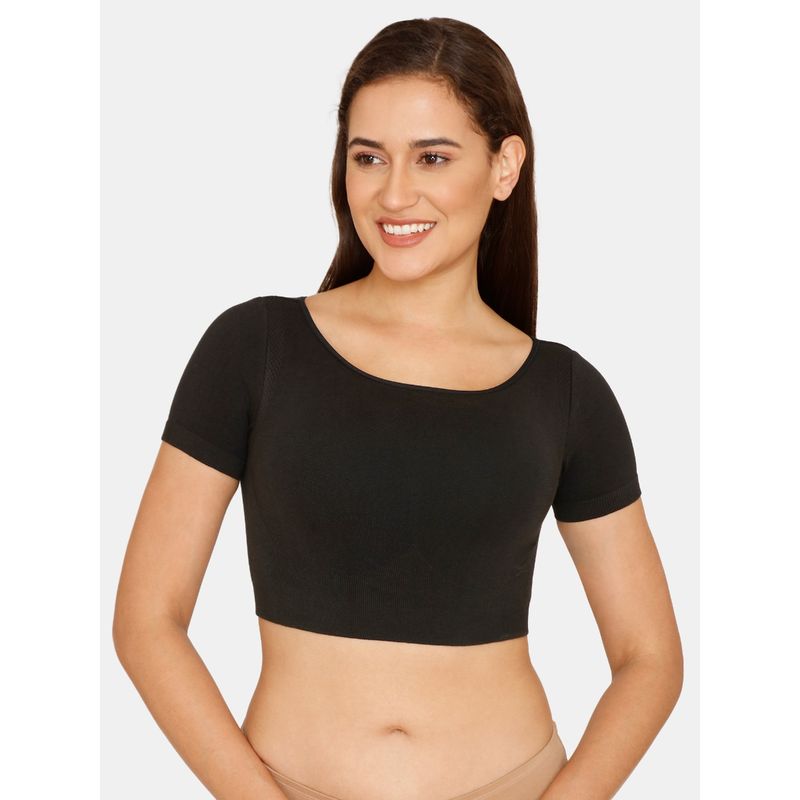 Zivame Double Layered Non Wired Blouse Bra with Removable Cookies - Anthracite (M)