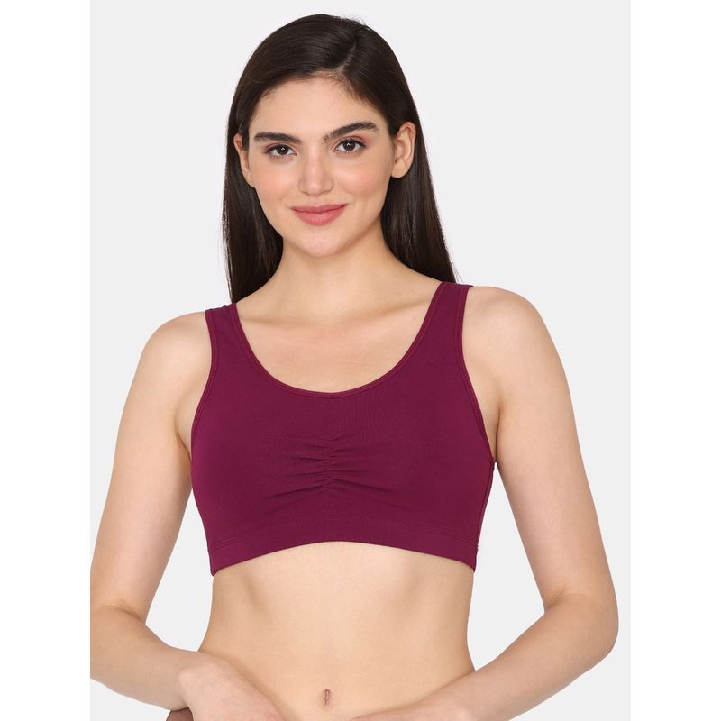 Zivame Double Layered Full Coverage Non Wired Pull-On Home Bra - Plum (L)