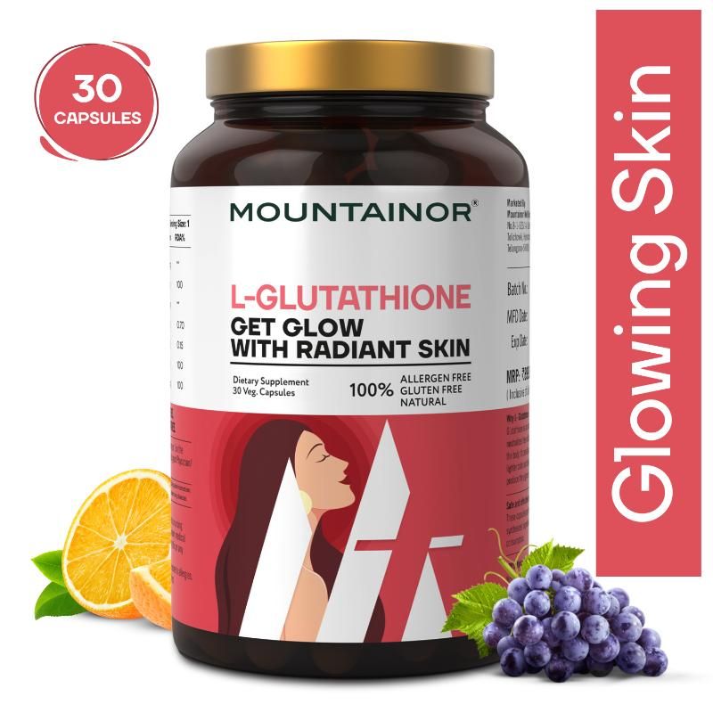 Mountainor L Glutathione For Korean Brightening Skin With Vit C, For Natural Glowing & Radiant Skin.