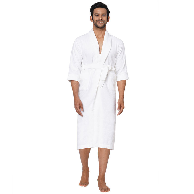 Spaces Cotton Bath Robe High Absorbency Quick To Dry Light Weight Smart Color (M)