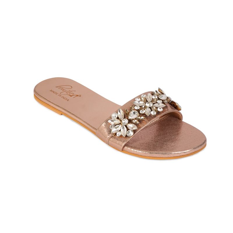 Bowtoes Flower Banded Rose Gold Embellished Flats (EURO 36)
