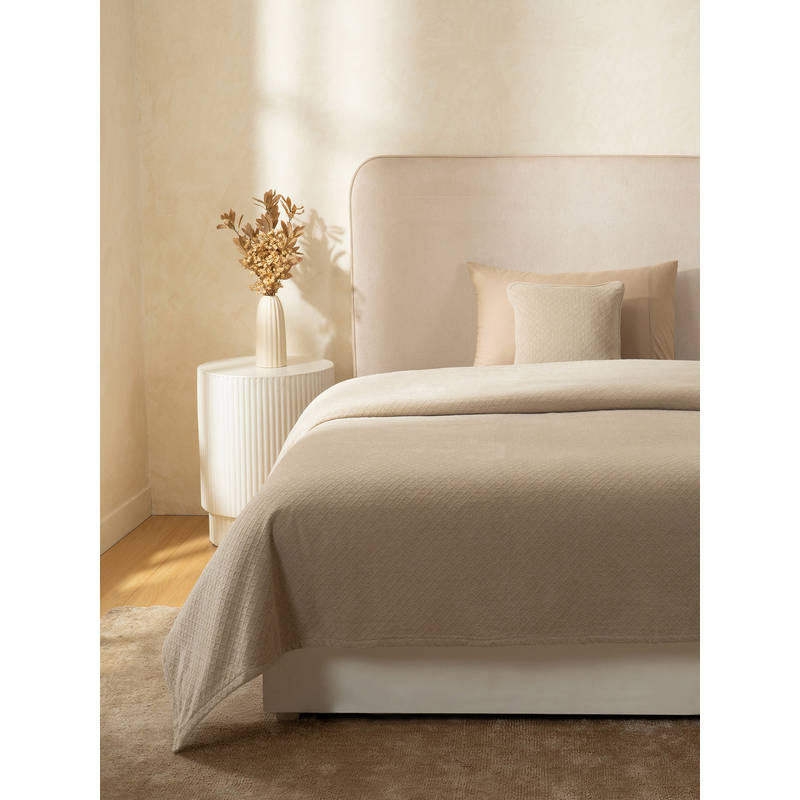 Maspar Colorart Blaize Solid Weave 256 Gsm Cotton Silver Grey Bed Cover (Queen)