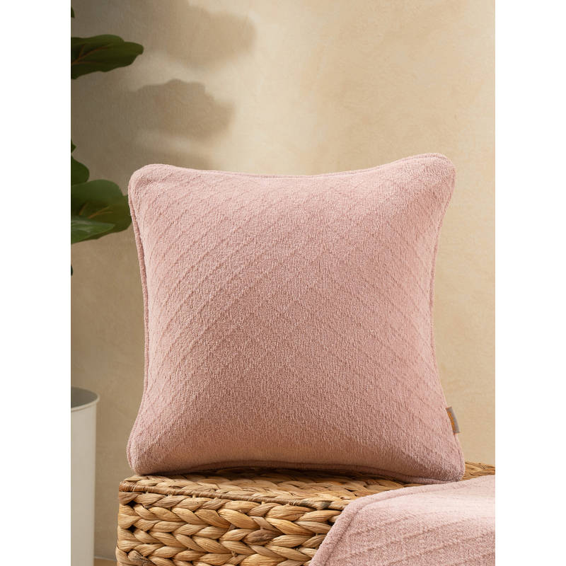 Maspar Colorart Blaize Solid Weave 256 Gsm Cotton Pale Mauve Cushion Cover (12x12 Inches)