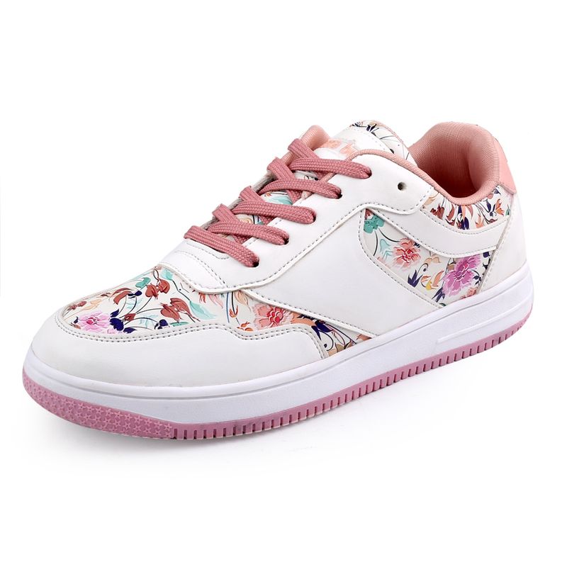 Bacca Bucci Vixen Low Top Flat Sole Fashion Womens Sneakers With Digital Prints White (UK 3)