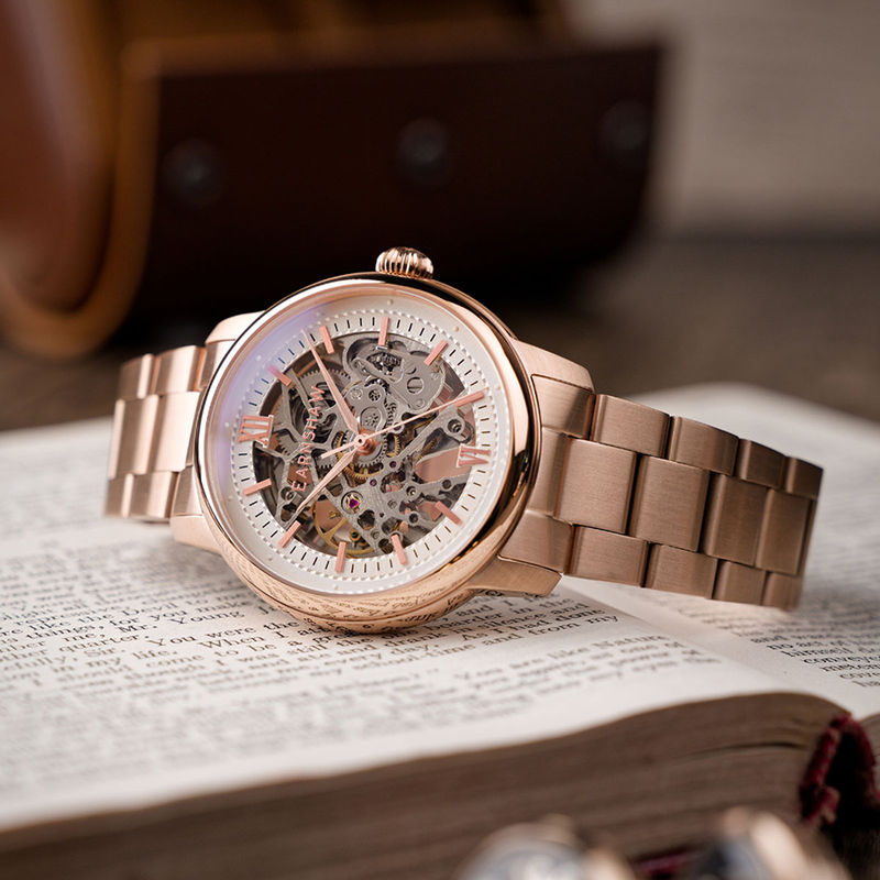 Buy Earnshaw Cornwall Skeleton Automatic White Round Dial Men's Watch ...