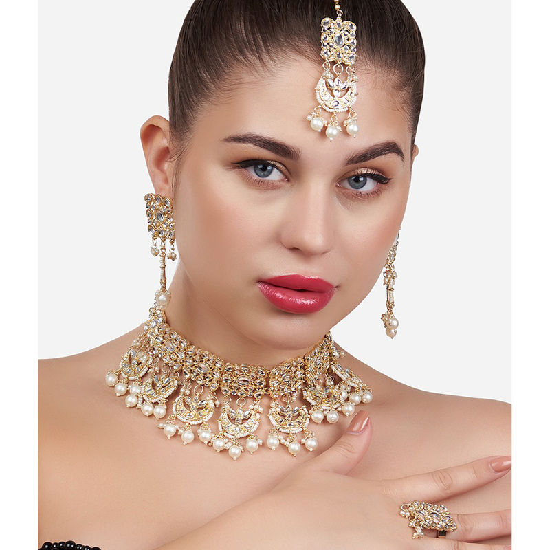 Gold Pearl Crescent Drops main image 1