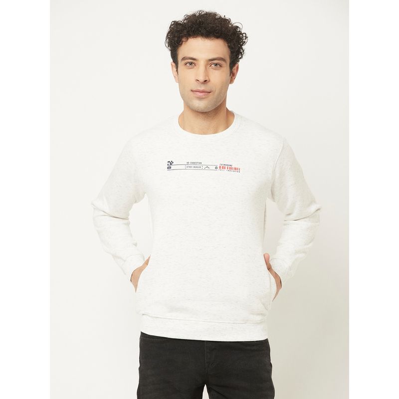 CRIMSOUNE CLUB Men White Graphic Sweatshirt in Pullover Style (2XL)
