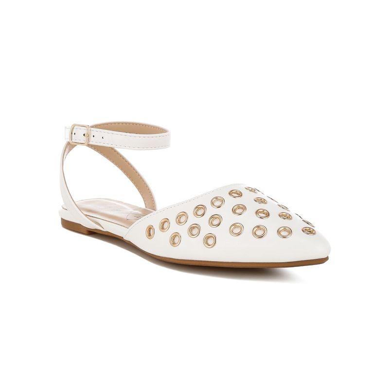 London Rag Metallic Eyelet Detail Flat Mules (UK 6)