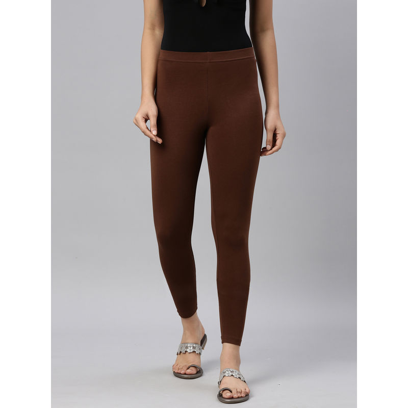 All Fired Up High Waist Split Flare Ribbed Leggings in Brown | Oh Polly