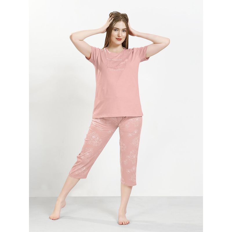 Quira Womens Printed Regular Fit T-Shirt and Capri (XL)