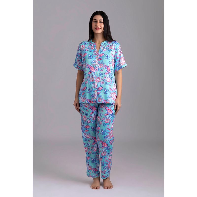 Forty Winks Classic Urmi Seagreen Satin Pyjama & Top (XS)