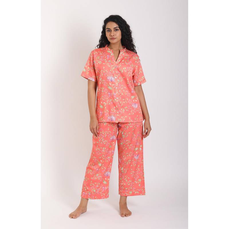 Forty Winks Modish Aisha Coral Cotton Pyjama & Top (XS)
