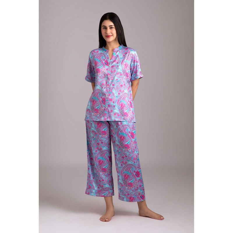 Forty Winks Modish Naina Lilac Satin Pyjama & Top (XS)
