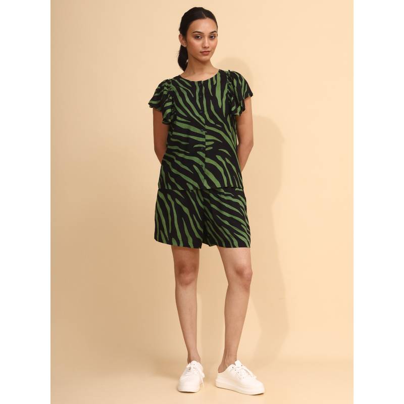 YELLOW BLOOM WILD FERN Top & Shorts (S)