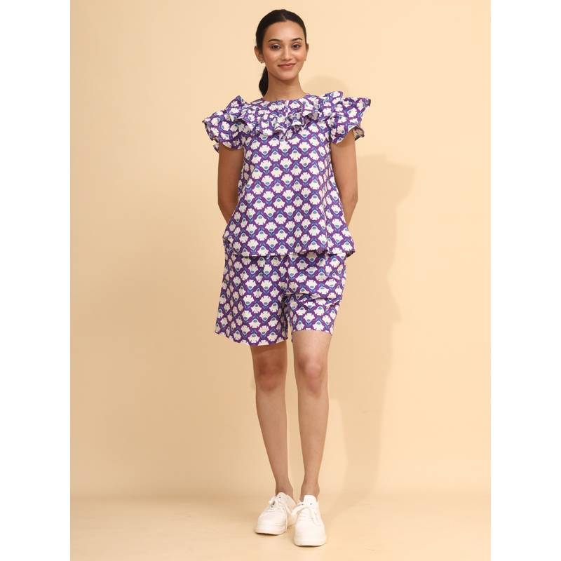 YELLOW BLOOM ORCHID SET Top & Shorts (S)