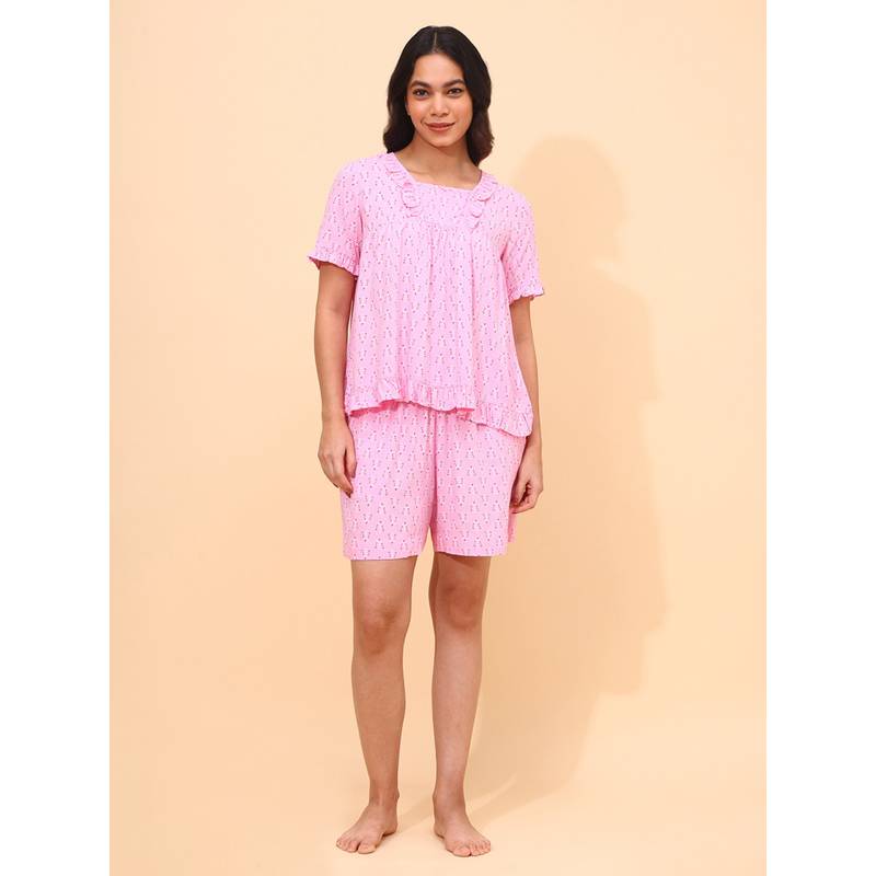YELLOW BLOOM BLUSHING LEAF Top & Shorts (S)