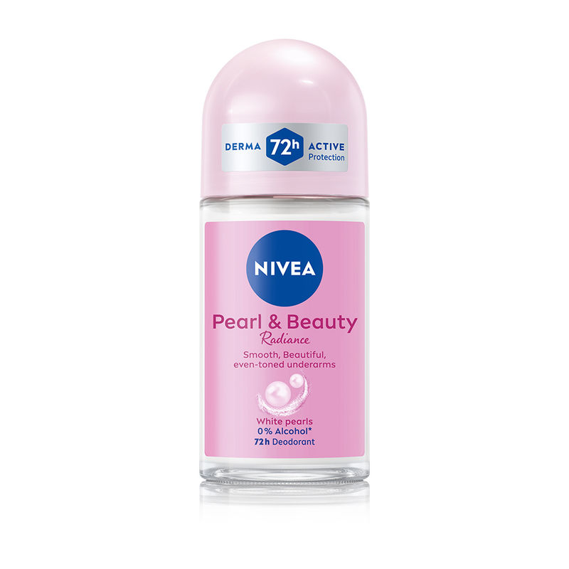 NIVEA Pearl & Beauty Radiance Deo Roll On For Women, 72HR Odor Protection, 0% Alcohol