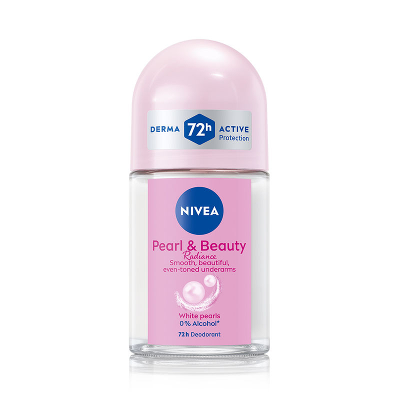 NIVEA Pearl & Beauty Radiance Deo Roll On For Women- 72H Odor Protection- 0% Alcohol