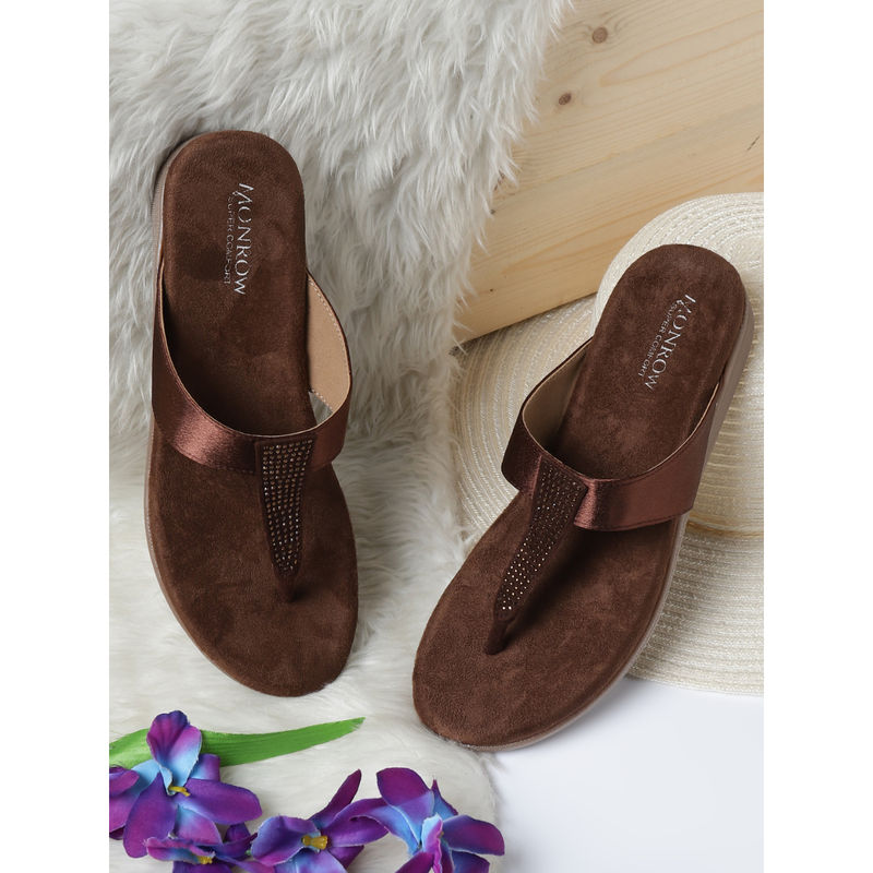 Monrow Women Defne Copper Flat Sandals (EURO 36)