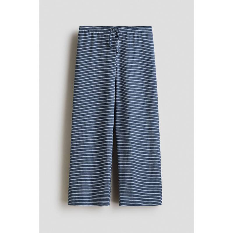 H&M Girls Blue Ribbed Cotton Pyjama Bottoms (8-10 Years)