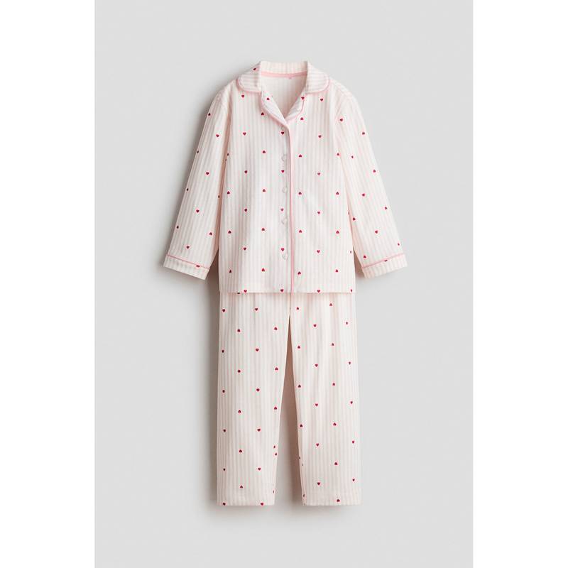H&M Girls Pink Printed Cotton Pyjama And Shirt (1.5-2 Years)