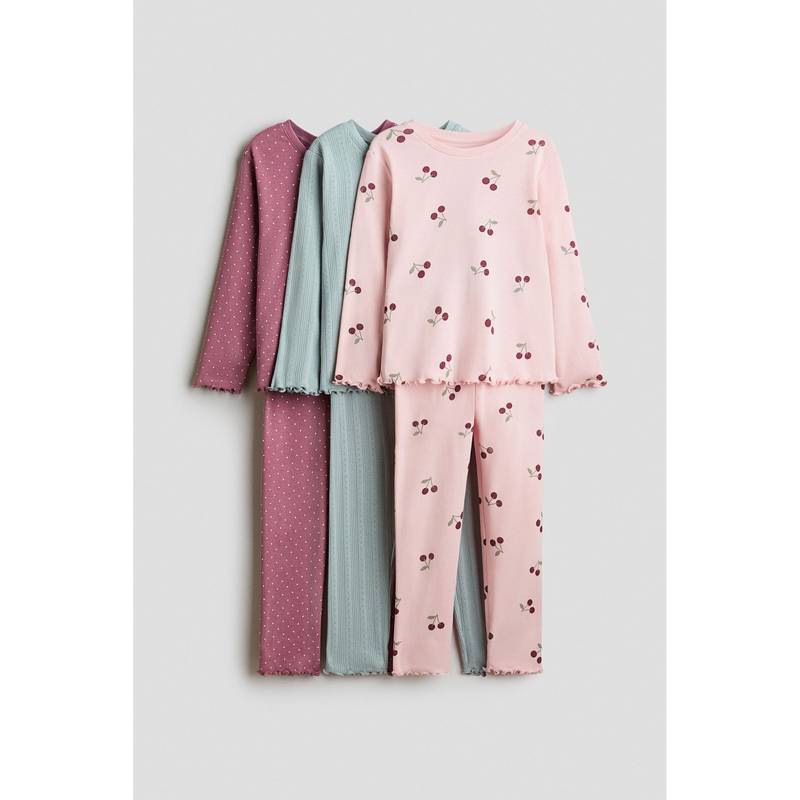 H&M Girls Multi-Color 3-Pack Cotton Pyjamas And Tops (1.5-2 Years)