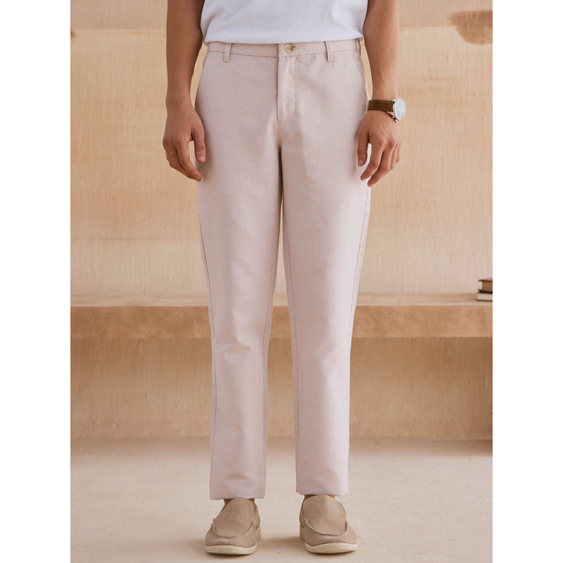 Andamen Men Khaki Casual Linen Textured Trouser (30)