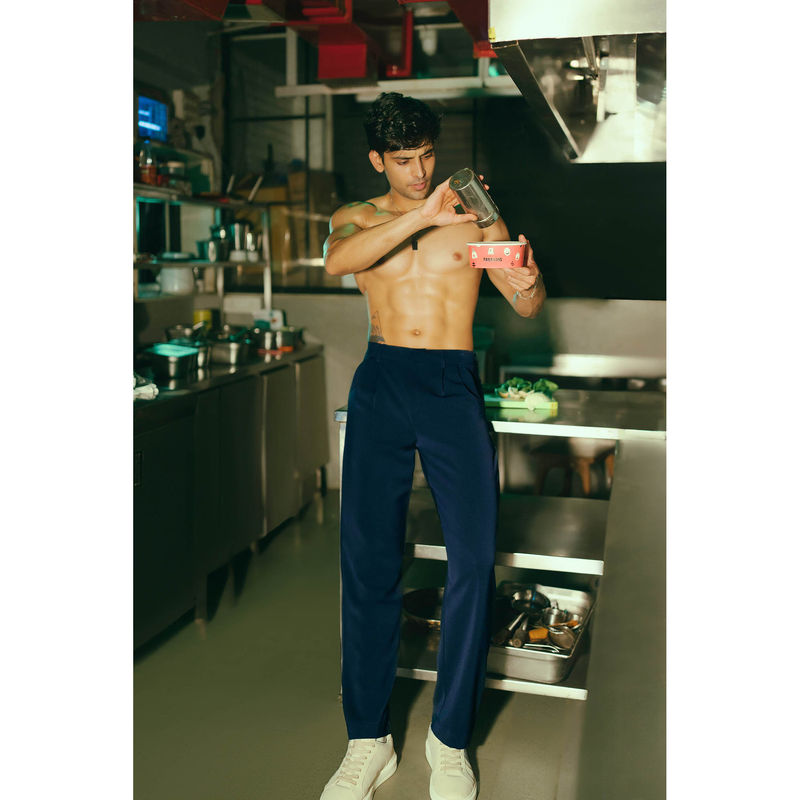 FREAKINS Space Navy Blue Solid Men Straight Korean Pant (34)