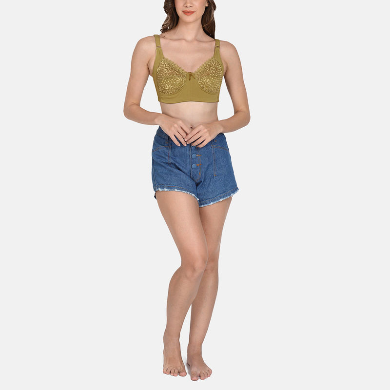 Mod & Shy Lacy Full Coverage Minimizer Bra Green (32D)