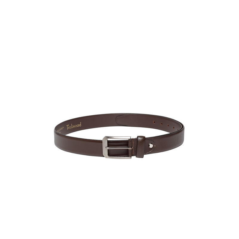 Teakwood Men Brown Textured Genuine Leather Formal Belt - 44
