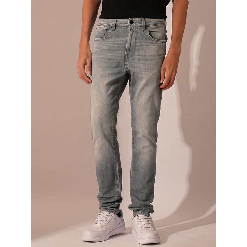 Selected Light Grey Low Rise Washed Slim Fit Jeans (30/32)