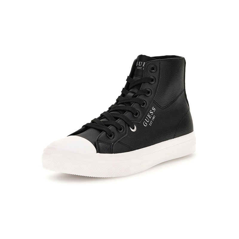 Buy Guess Men Istria Mid Solid Lace Up High Top Black Sneakers Online