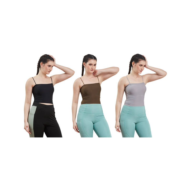 G Heist Multi-Color Assorted Lightly Padded Sports Bra (Pack Of 3) (XS)