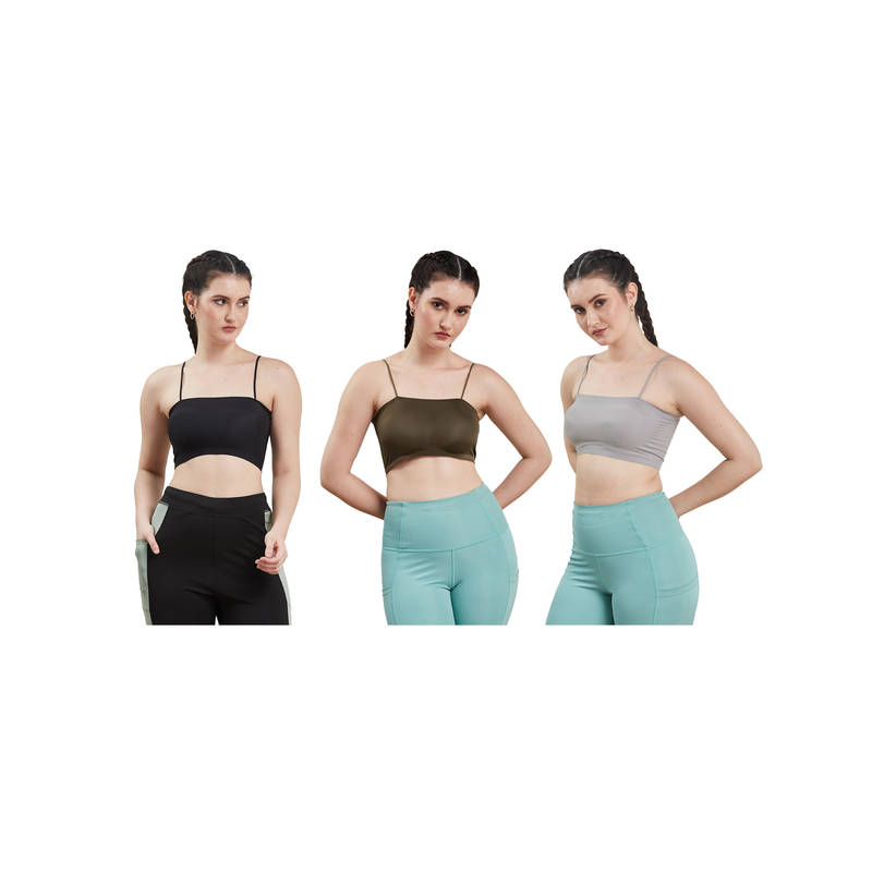 G Heist Multi-Color Assorted Lightly Padded Sports Bra (Pack Of 3) (XS)