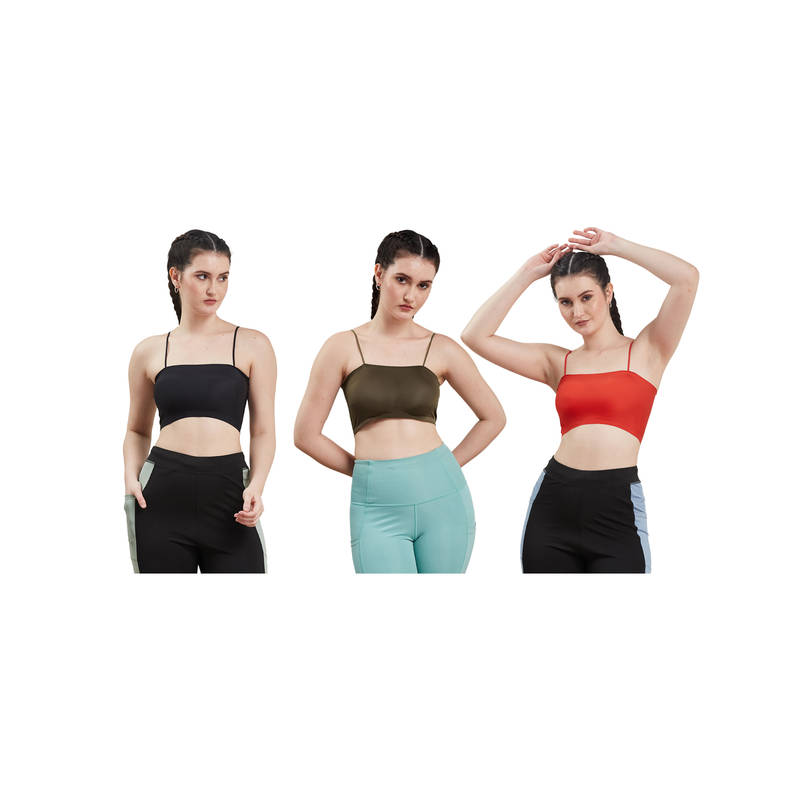 G Heist Multi-Color Assorted Lightly Padded Sports Bra (Pack Of 3) (XS)