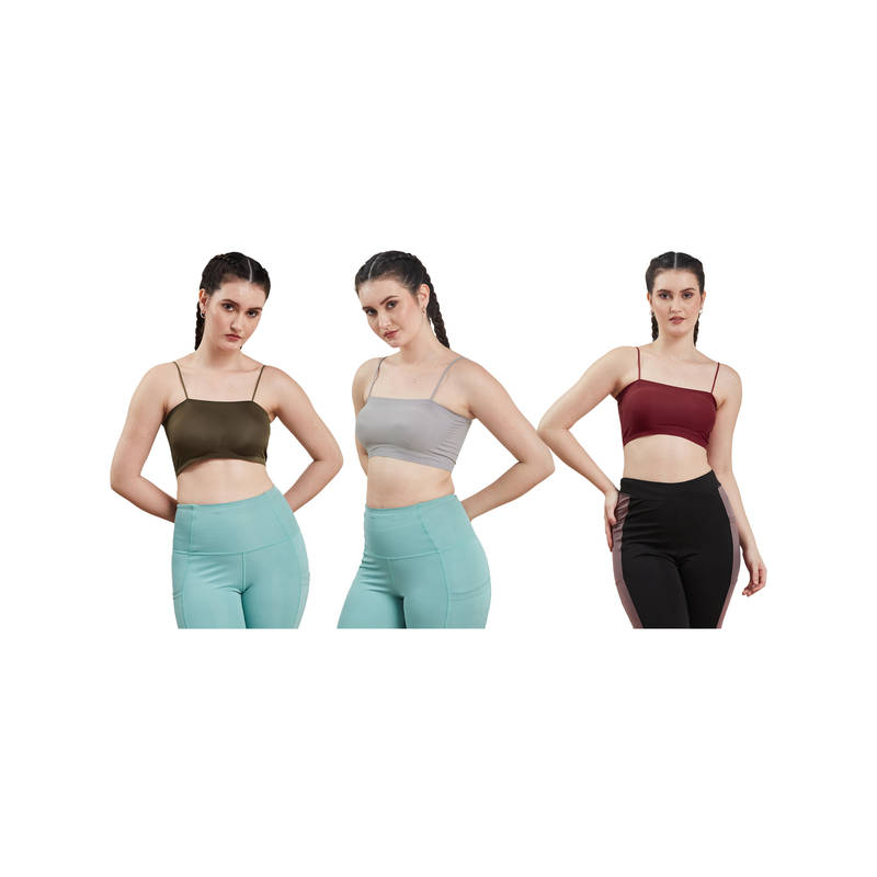 G Heist Multi-Color Assorted Lightly Padded Sports Bra (Pack Of 3) (XS)