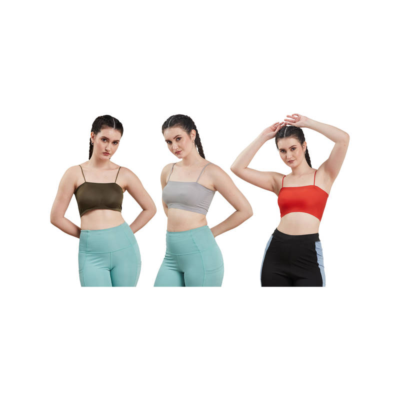G Heist Multi-Color Assorted Lightly Padded Sports Bra (Pack Of 3) (XS)