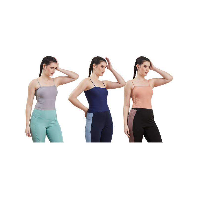 G Heist Multi-Color Assorted Lightly Padded Sports Bra (Pack Of 3) (XS)