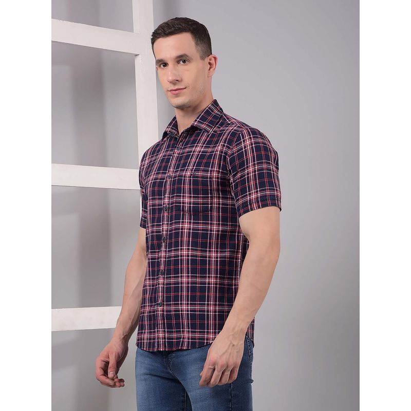 CRIMSOUNE CLUB Men Red Checked Pure Cotton Shirt (2XL)