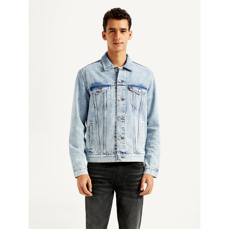 Levi's Mens Solid Light-Blue Denim Jacket (M)