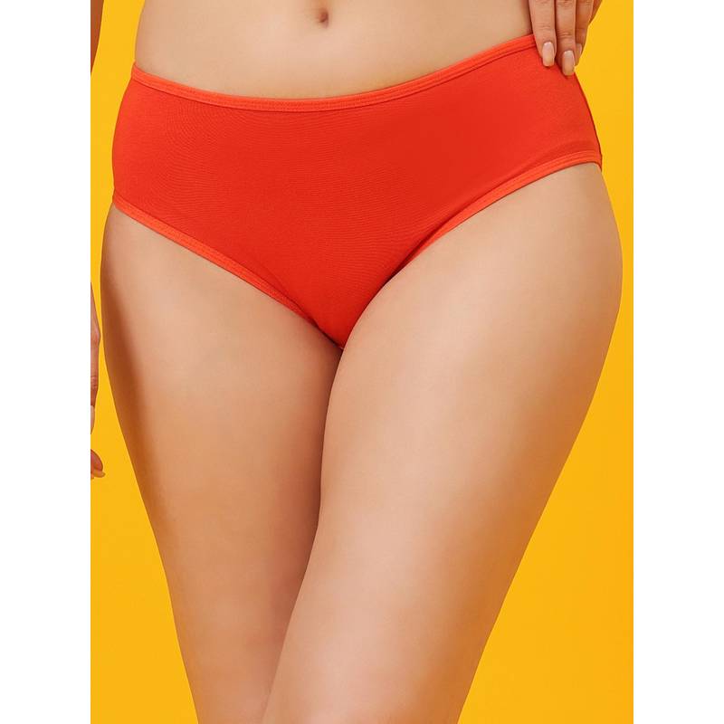 Clovia Womens Orange Cotton Graphic Print Mid Waist Hipster Panty (L)
