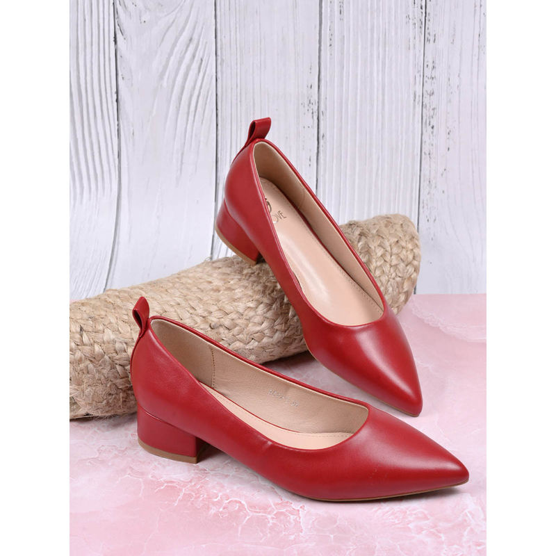 Jove Women Red Solid Ballerinas (EURO 36)