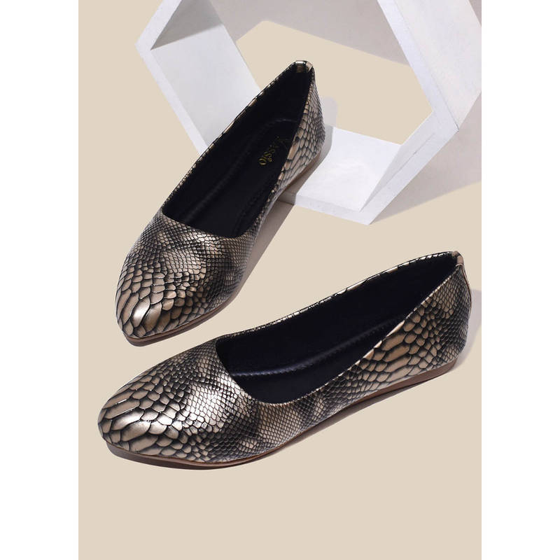 YASSIO Women Embellished Green Metallic Ballerinas (EURO 36)
