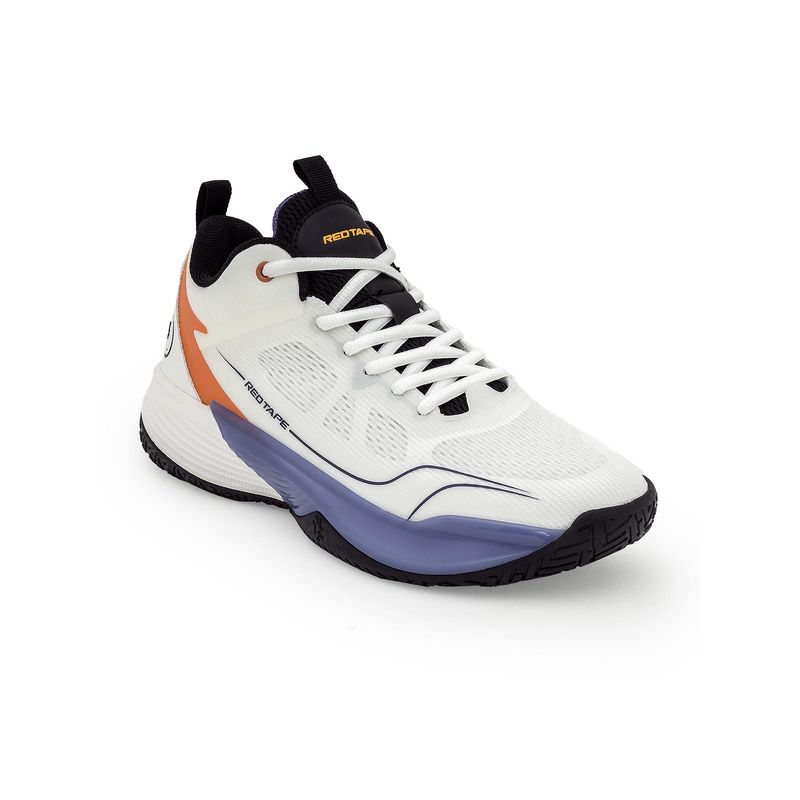 Red Tape Men Textured White and Orange Lifestyle Sneakers (UK 9)