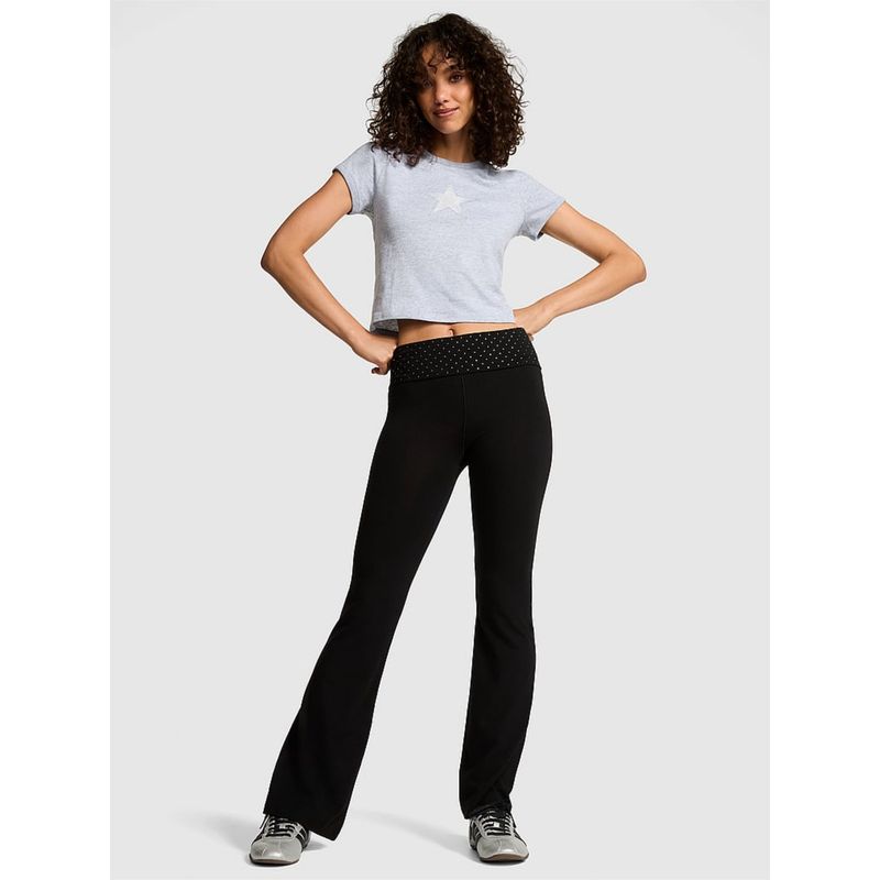 Victoria's Secret Women Black Graphic Bootcut Leggings (XS)